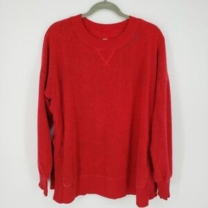 Aerie Vibrant Red Fleece Sweatshirt